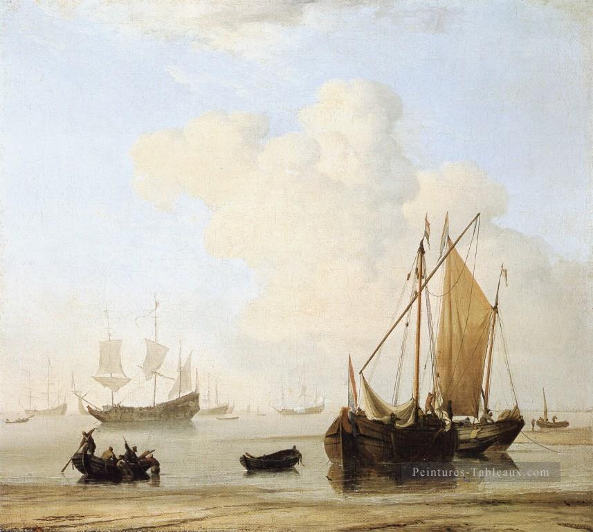Marin calme Willem van de Velde le Jeune Bateau paysage marin Peintures à l'huile
